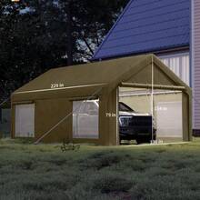 BouPower 12x20 Ft Carport, Car Port With 200 G PE Tarp, Roll-Up Doors, And 4 Windows, For Full-Size Pickups, Bass Boats, Tractors, And SUVs - Yellow - View 2