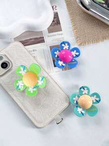 1pc Candy Color Flower Phone Stand Airbag Back Adhesive Desktop Slouchy Viewing Support Phone Case For Girls Fashion - Multicolor - View 1