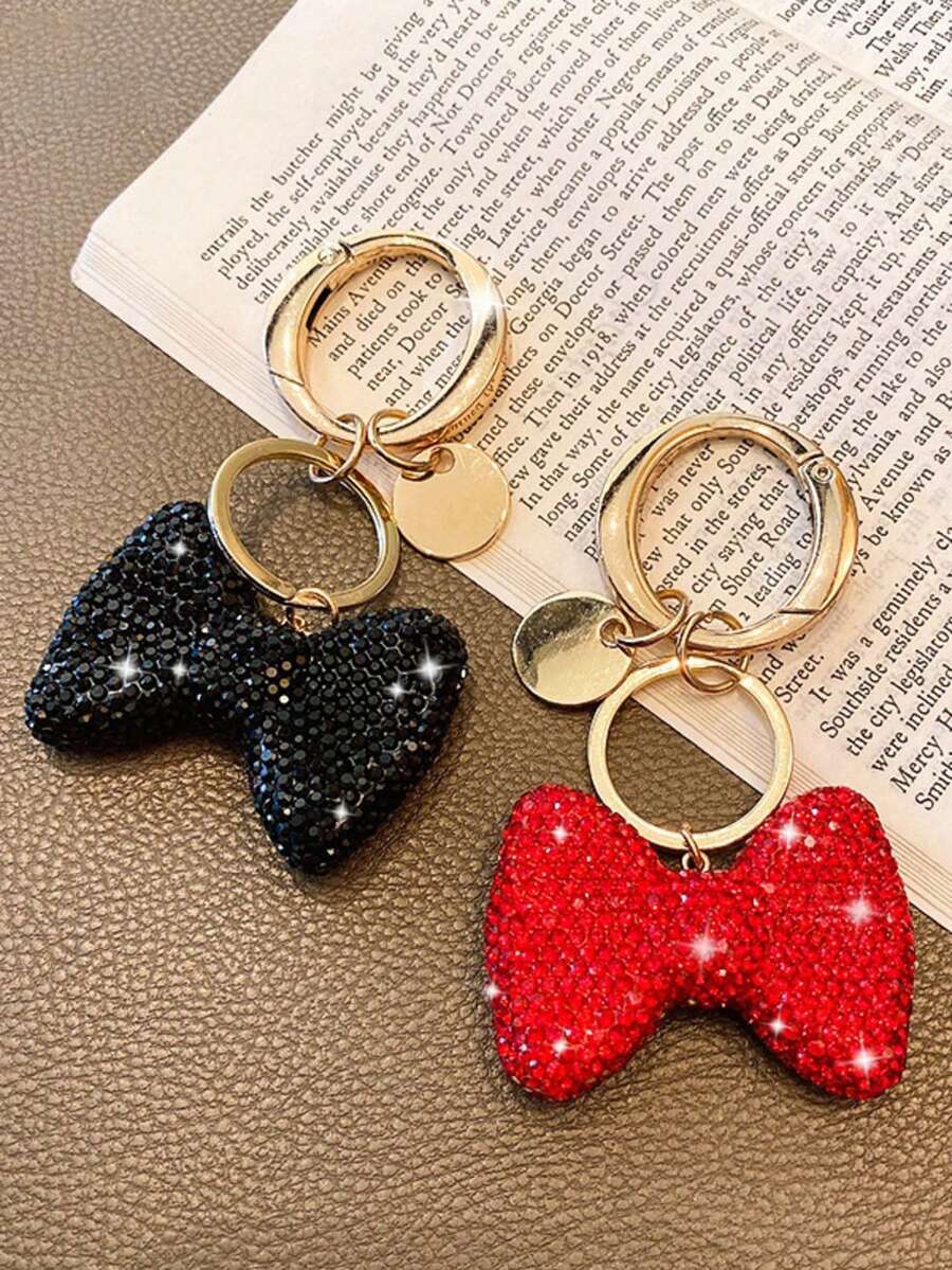 1 pieza Llavero con lazo de Disney nuevo con strass, lindo llavero para niñas, adorno para coche y bolso, regalo de fiesta con strass - Varios estilos - Ver 1