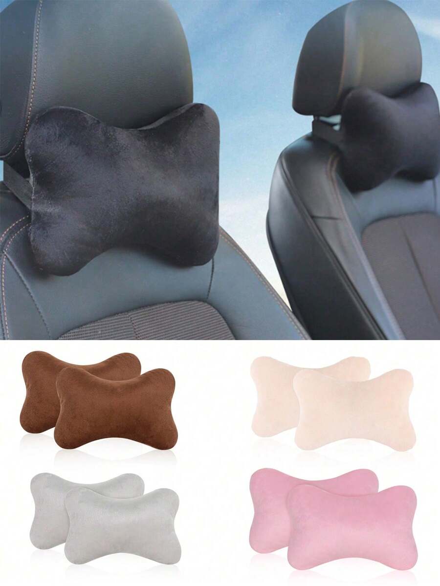 2件/1件 適用於汽車頭枕、頸枕、座椅枕，四季通用，汽車配件，1包裝，汽車枕頭