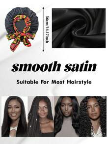 1pc Women's Silk Satin Bow Sleep Cap, Adjustable Tie And Elastic Band, Fashion Satin Hair Cap, Multiple Prints Soft Hair Cap, Suitable For Curly Hair - 1Pc NPSM - View 4