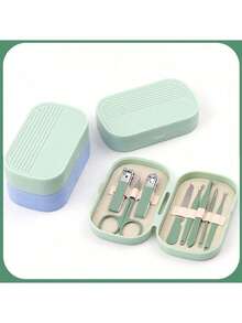 Unisex Multi-Color Manicure & Pedicure Set, Stainless Steel Nail Clippers, 8-In-1 Professional Durable Portable Grooming Kit, Includes Portable Toenail Clippers, Eyebrow Trimmer, Ear Pick, With Green, Blue, Pink Leather Storage Case - A - View 12