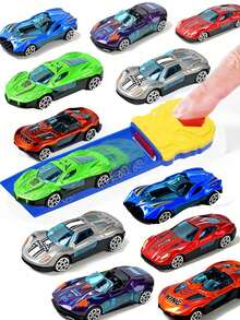Inertia Glide Alloy Car Dynamic Ejection Launcher Shooting Racing Car Die-Cast Alloy Race Car Toy For Boys And Girls 3-10 Years Old Thanksgiving Christmas Stocking Stuffer Gift (Some Colors And Accessories Sent Randomly) - Multicolor - View 1