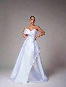 Elegant, Conservative Strapless Princess Dress For Weddings Or Graduation Parties. - White - View 1