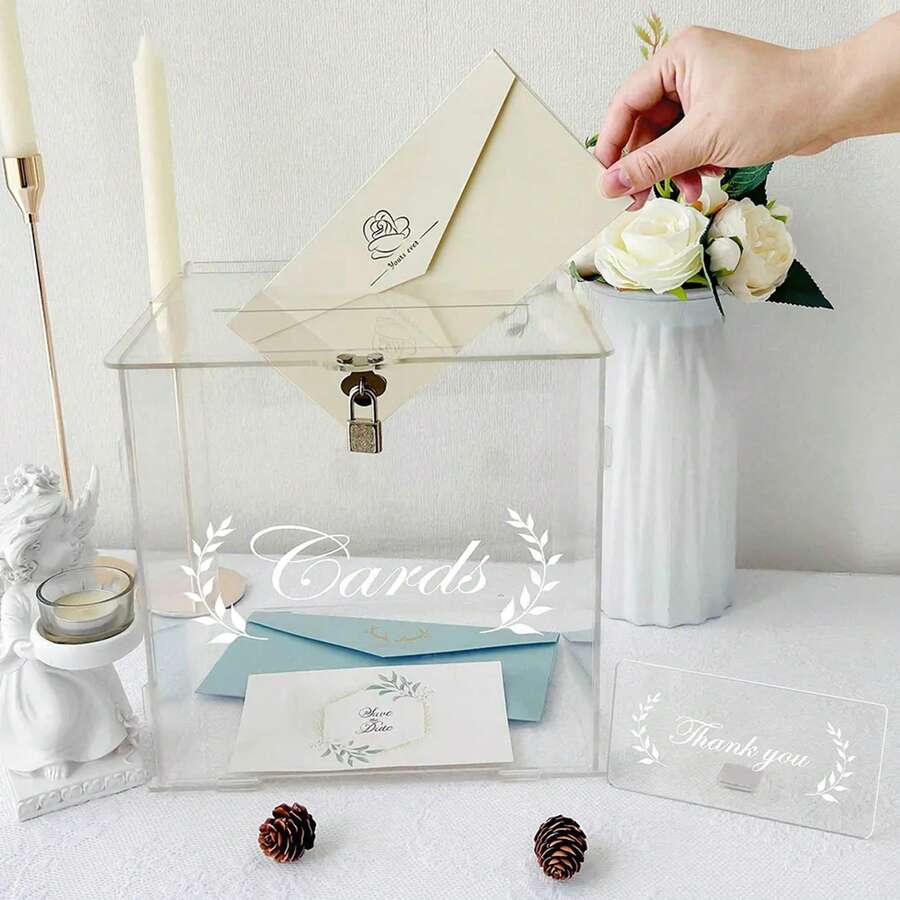 2D Flat Wedding Card Box, Elegant Envelope, Gift Card & Cash Gift Storage Box, Suitable For Graduation Events, Celebrations And Birthday Parties - A - View 1