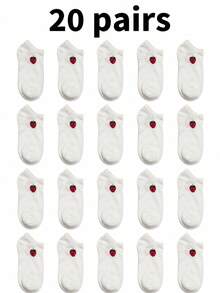5/10/20 Pairs Multi-Color Women's Short Socks, Summer Thin Casual Fashion Low-Cut Ankle Socks, Boat Socks - Multicolor - View 6