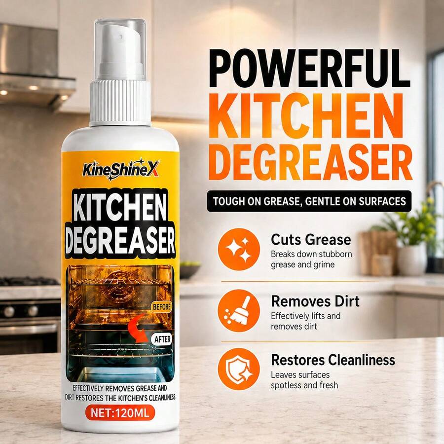 Powerful Grease Cleaner Spray, Effectively Removes Stubborn Stains And Grease From Oven Racks, Multi-Purpose Cleaner.
