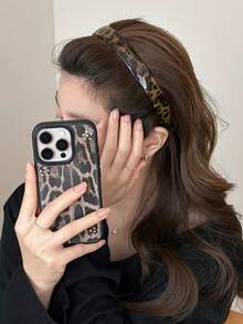 1 pieza Diadema de mujer con estampado de leopardo de acetato, diadema acolchada antideslizante, diadema plegable para lavarse la cara y viajes, accesorios para el cabello de uso diario y al aire libre. - Multicolor - Ver 4