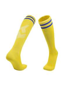 1 paire de chaussettes de football pour enfants, chaussettes de sport respirantes et absorbantes jusqu'au genou, convenant aux enfants de 6 à 12 ans pour le football, la course, le cyclisme, la randonnée et les sports de plein air - Multicolore - Voir 14