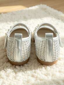 Hot New Arrival - 3-12 Years Old Children's Silver Mesh Shoes. Breathable Mesh Fabric + Double Bows + Pearl Hook And Loop. Princess Style. - Silver - View 6