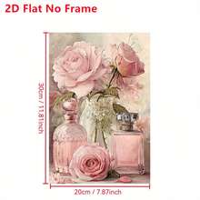 1 peça de tela sem moldura 2D plana, pintura artística de rosa cor-de-rosa e frasco de perfume, decoração de parede em tela, adequada para casa, escritório, sala de estar, quarto e café - presente perfeito para Halloween, Natal, estética vintage - C - Ver 7