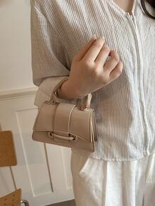 2026 Ultra-Textured Lipstick Case, Mini Square Handbag, New Solid Color Versatile Women's Tote Bag - Khaki - View 9