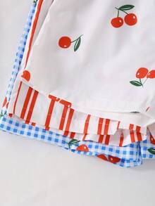 Vestido de tirantes de cintura alta con estampado colorido para niñas, conjunto de vestido de estilo coreano para vacaciones de verano - Multicolor - Ver 4