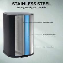 5L Stainless Steel Pedal Bin Soft Close Kitchen Bathroom Removable Inner Bucket - Grey - View 8