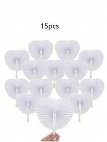3/15/30 Stücke/Set, elegante herzförmige Faltfächer, Braut-Handfächer, Junggesellinnenabschied Hochzeitsbraut Geschenk Partydekoration, Brautjungfer-Handfächer, herzförmige Faltfächer, blanke Papier-Handfächer mit Kunststoffgriff, Bühnenrequisiten, DIY-Malerei, Geburtstags-Hochzeits-Partydekoration, Hochzeitsgeschenkset, romantische Dekoration, mehrteiliges Partygeschenkpaket - Liebesspende - Übersicht 15