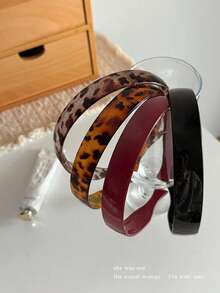 1 pieza Diadema de mujer con estampado de leopardo de acetato, diadema acolchada antideslizante, diadema plegable para lavarse la cara y viajes, accesorios para el cabello de uso diario y al aire libre. - Multicolor - Ver 3