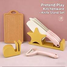 Children's Kitchen Toy Set, Montessori Simulation Kitchen Utensils, For Little Chefs, With Cutting Board For Fruits And Vegetables - 21-piece Blue Knife Set - View 9