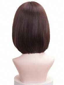 12 Inch Short Bob Wig With Bangs, Synthetic Wig For Women, Black And Brown, Suitable For Cosplay, Party, Natural Hair - Brown - View 4
