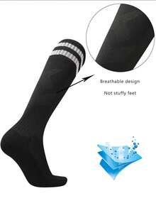 1 paire de chaussettes de football pour enfants, chaussettes de sport respirantes et absorbantes jusqu'au genou, convenant aux enfants de 6 à 12 ans pour le football, la course, le cyclisme, la randonnée et les sports de plein air - Multicolore - Voir 5