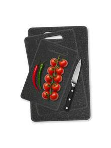 1pc Faux Marble Plastic Cutting Board, Double-Sided Kitchen Chopping Board For Fruit, Vegetable And Baby Food - Black - View 5