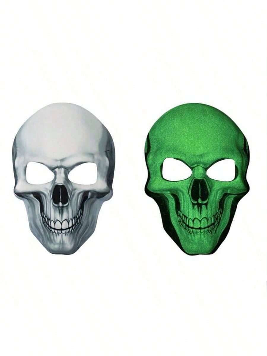 2pcs/Set Halloween Horror Glow-In-The-Dark Skeleton Mask Party Moonlight Panic Head Cover - Multicolor - View 1