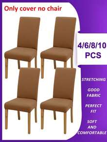 Funda para silla lisa de 4 piezas/6 piezas/8 piezas/10 piezas, fundas elásticas de poliéster desmontables para sala de estar, comedor, dormitorio, para todas las estaciones - Gris Claro - Ver 18