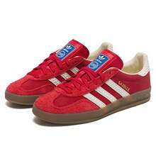Adidas Originals 男女通用 GAZELLE INDOOR 低筒綁帶休閒運動鞋，舒適輕量休閒鞋，適合日常穿著、旅行與運動 - 淺猩紅/漢玉白/金 - 查看 7