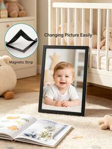 1pc Minimalist Magnetic Self-Adhesive Photo Frame, No Screws Needed, Cute House Design, Creative Children's Bedroom Decor, Father's Day Gift, Baby Gift - Multicolor - View 5