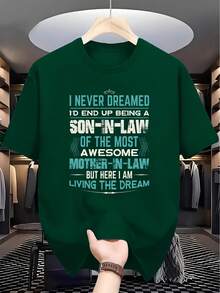2025 Summer New Style Fashionable And Simple Son-In-Law Gift Present Idea Letter Print Soft Crew Neck T-Shirt - White - View 10