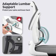 TRALT Sillas de Escritorio - Silla Ergonomica Escritorio - Sillas Ejecutiva para Escritorio con Soporte Lumbar - Silla Ergonomica de 330 Libras - Silla de Oficina Gamer para Casa (Azul Profundo) - BLANCO - Ver 6