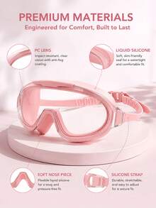 Children's Swimming Goggles Set, Suitable For 3-14 Years Old, New Upgraded Design, Wide Field Of View Anti-Fog Anti-Leak Swimming, First Day Of School - Pink - View 2