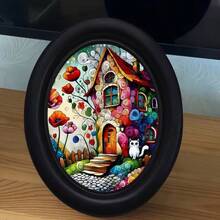 1pc 3D Vintage Gothic Black Oval Picture Frame With Hook, Halloween, Thanksgiving And Other Holiday Decoration, Exquisite Wall Decor Art, Office Decoration - 14 - View 3