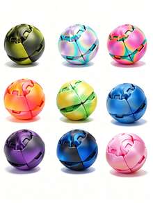1Set1pcs Portable Transformable Gear Rotation Ball Gradient Metallic Fidget Toy Handheld Anti-Stress Sensory Toy To Release Negative Emotions For Young Adults(Random Color) - Multicolor - View 11
