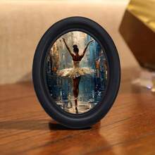 1pc 3D Black Vintage Oval Picture Frame With Hook, Suitable For Home Decor, Holiday Decor, Office Decor, Exquisite Wall Art Decoration - 24 - View 2