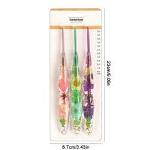 3 piezas de ganchillos de crochet exquisitos con diseño de concha de burbuja, ganchillos de crochet de resina transparente con patrón floral, mango de resina curvado con incrustación floral colorida, adecuados para proyectos de tejido y costura DIY, regalo perfecto para entusiastas de la costura - Paquete de 3 ganchos de ganchillo epoxi en blíster. - Ver 10