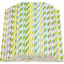 25/50pcs Paper Straws - Striped Straws, Non-Wetting Paper Straws, Suitable For Daily Drinking And Crafting, Also Applicable For Birthday Parties, Weddings, Theme Parties And Other Occasions - A - View 3