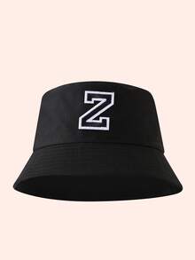1件 A-Z字母刺繡漁夫帽，輕量防曬帽，適合男孩女孩戶外活動 - 黑標-黑色漁夫帽 - 查看 24