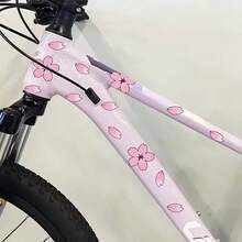 20pcs Beautiful Cherry Blossom Bicycle Decoration Stickers Made Of Vinyl And Waterproof. Suitable For Cars, Bicycles, Roads, Mountain Bikes. DIY For Covering Vehicle Body Scratches. Also Suitable For Motorcycles And Helmets As Exquisite Decorations. - A - View 6