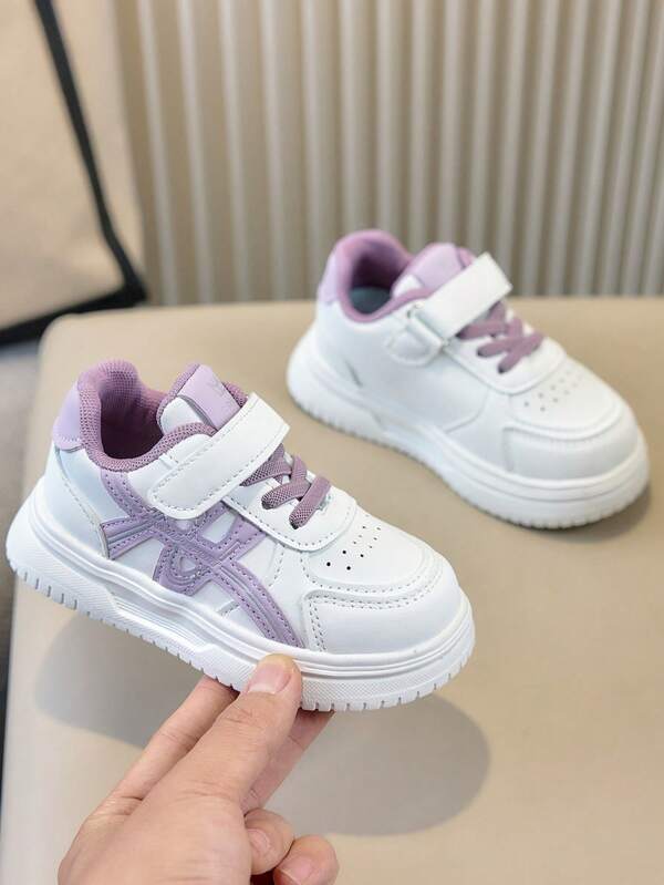 Cute Minimalist Casual Sports Shoes For Infants And Toddlers - Spring/Autumn New Style Unisex Skate Shoes, Training-Running Shoes, Hook And Loop Closure, Breathable Mesh And Soft Upper, Lightweight Sole, Fashionable Daily And School Children's Shoes