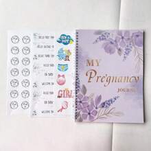 新媽媽懷孕日記－懷孕手冊與計畫本，附日曆、貼紙與紀念儲物袋，適合嬰兒洗禮、性別揭曉 - 彩色 - 查看 11
