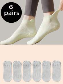 3/6/10 Paar farbige Yoga-Socken für Damen mit rutschfestem Silikonbündchen und bequemem elastischem Kordelzug, kurze Yoga- und Tanzsocken Einfarbig, geeignet für Sport, Ballett und Yoga - Verschiedenfarbig - Übersicht 19