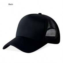 Classic Retro Y2K Hollow Mesh Trucker Cap, Unisex All Seasons Hat In Pink & Black. Great Holiday & Daily Gift, Ideal For Beach Travel, Wedding, - One Size Fits All - View 4