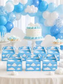 1/8/16pcs Blue Sky Cloud Handle Party Gift Boxes, Baby Shower Favor Boxes, 1st Birthday Candy Boxes, Cloud Theme Party Decorations, Boy Birthday Party Supplies, Baby Shower Favors - Blue Sky and White Clouds Gift Box - View 4
