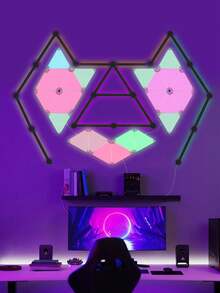 12/10/6/3 قطع أضواء LED مثلثية ذكية RGB، يمكن توصيلها لإنشاء أشكال DIY الخاصة بك، تتزامن مع الموسيقى، ديكور منزلي مثالي، حفلة & هدية لغرفة النوم، غرفة المعيشة، غرفة الألعاب! - أبيض - مشاهدة 3