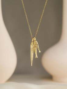 1 Stück INS Urlaubsstil Edelstahl 18K vergoldet gehämmert Meeresleben Fisch Anhänger Halskette, mehrere Größen, Schmuckaccessoire für Frauen, Sommer Strandurlaub Party - Gold - Übersicht 1
