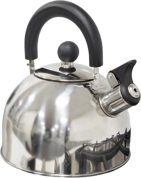Milestone Camping 2L Whistling Camping Kettle/Durable And Lightweight/Pouring Spout And Heat-Resistant Handle/Stainless Steel/Camping, Fishing, Workshops And Garages 65580 4TQE