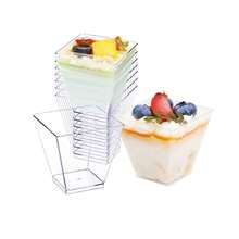 100/75/50/40/30/25/20/10pcs 60ml Dessert Cups, Party Dessert Cups, Suitable For Desserts, Sweets, Pudding, Cheesecake, Mousse, Cake Decoration, Reusable, Suitable For Parties, Gatherings, Birthday Parties, Weddings - Clear - View 2