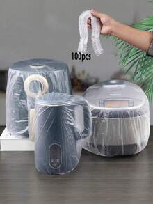 20 piezas de fundas desechables para pequeños electrodomésticos, fundas para arrocera, bolsas protectoras transparentes para microondas y aspiradora, adecuadas para limpieza de cocina en el hogar, accesorios de cocina, herramientas de cocina - Cobertura completa - Ver 13