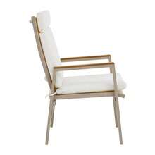 2 Comfortable And Breathable Outdoor Dining Chairs, Wood-Plastic Composite Armrests, Teslin Seat, Galvanized Iron Frame, Khaki And Beige - Beige - View 7