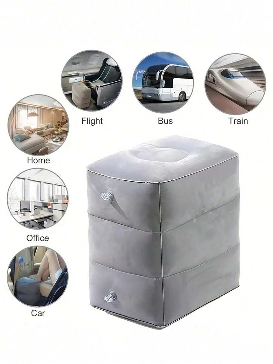 1pc Inflatable Height-Increasing Seat Cushion And Travel Foot Pillow, One-Touch Inflating Adjustable Seat Height Booster, Portable Airplane Leg Support Air Pillow, Stadium Spectator Height-Increasing Pad, Travel Outdoor Essential